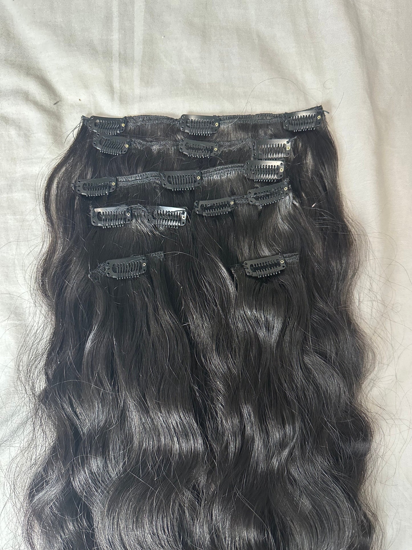Virgin Indian Wavy Clip-In Hair Extensions - 120 grams