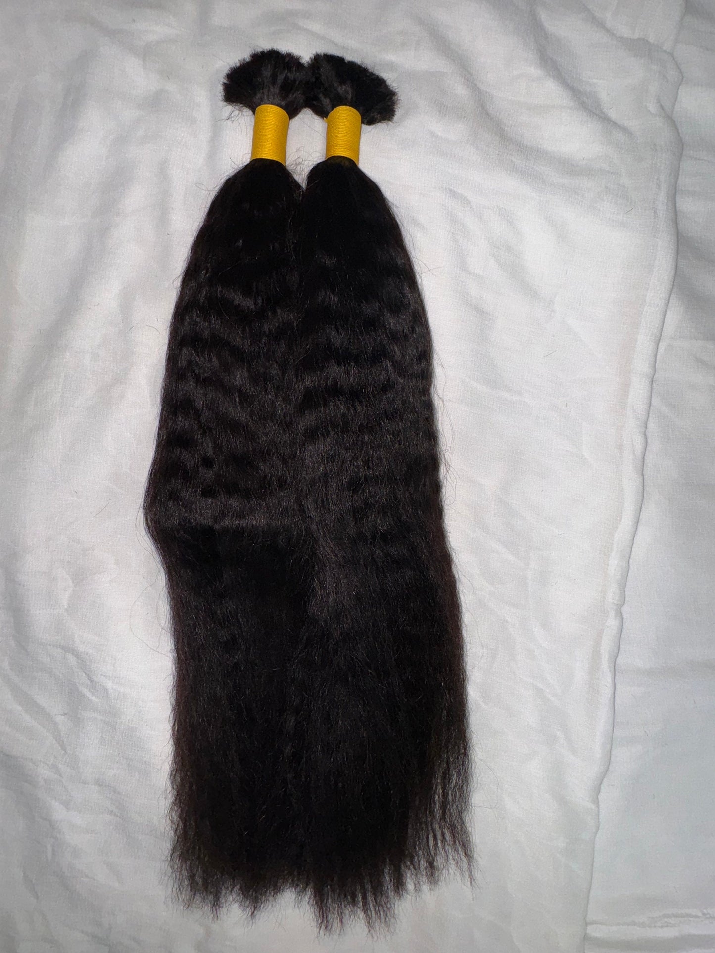Indian Kinky Straight Human Hair Bulk Bundles – Multi-Donor, Tangle-Free, 100% Human Hair for Braiding, Natural Texture