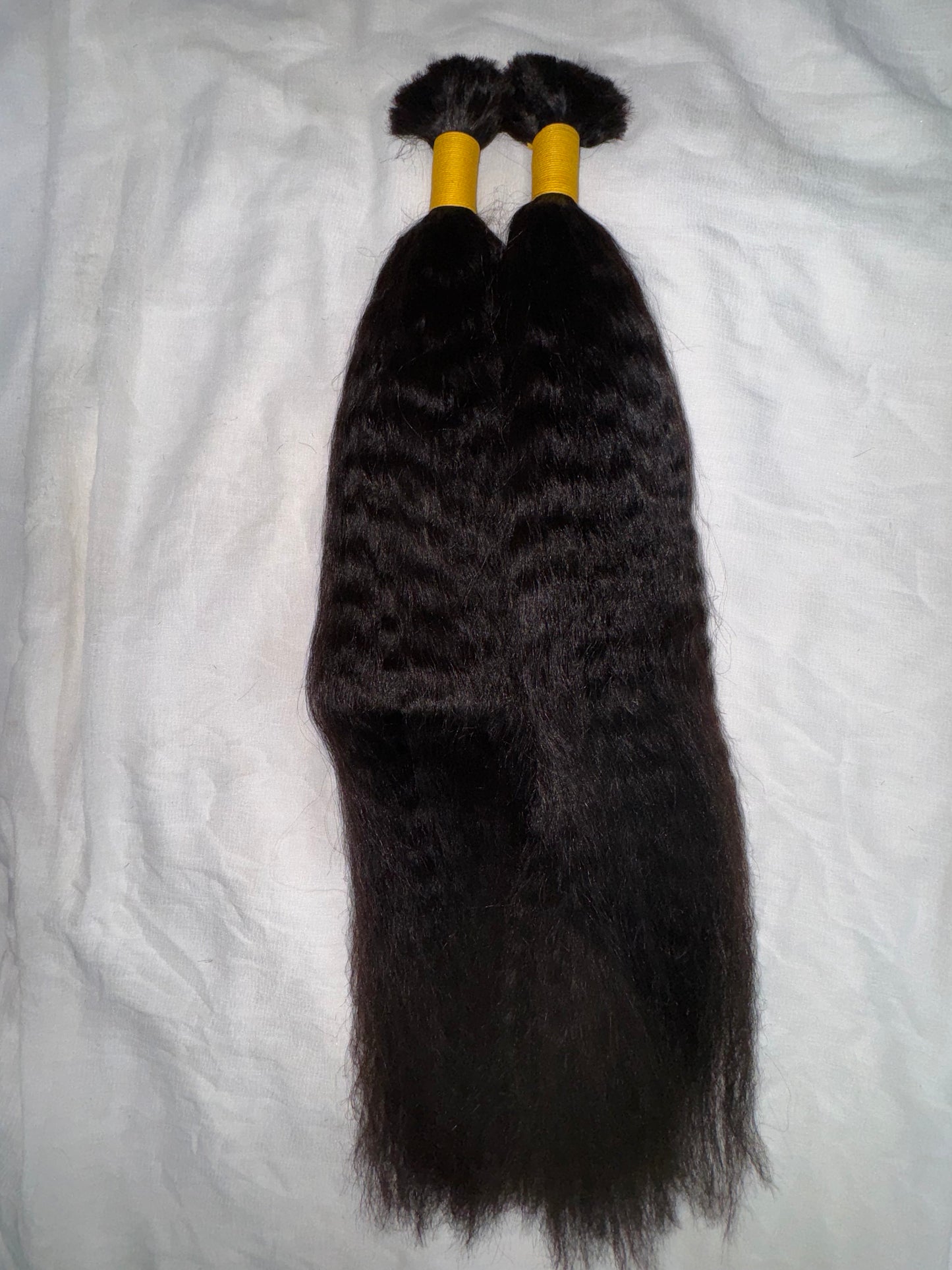 Indian Kinky Straight Human Hair Bulk Bundles – Multi-Donor, Tangle-Free, 100% Human Hair for Braiding, Natural Texture