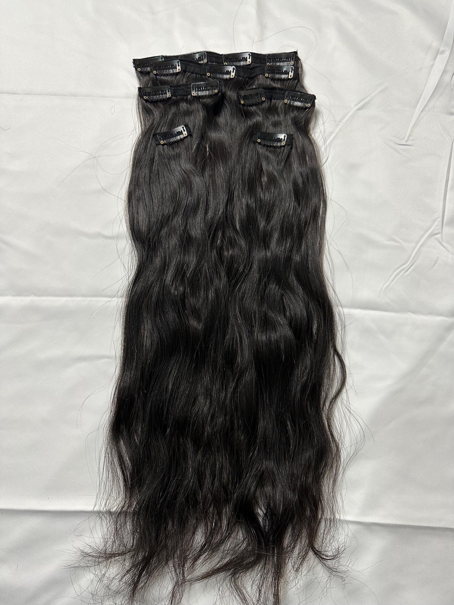 Virgin Indian Wavy Clip-In Hair Extensions - 120 grams