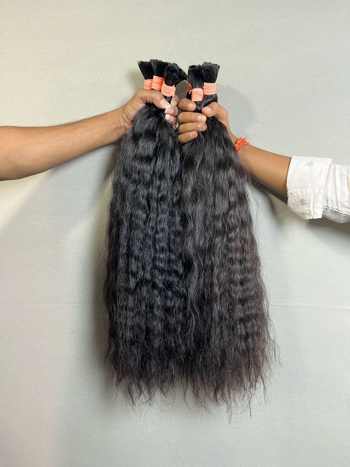 Virgin Indian Curly Bulk Hair: Raw Natural Braiding Hair