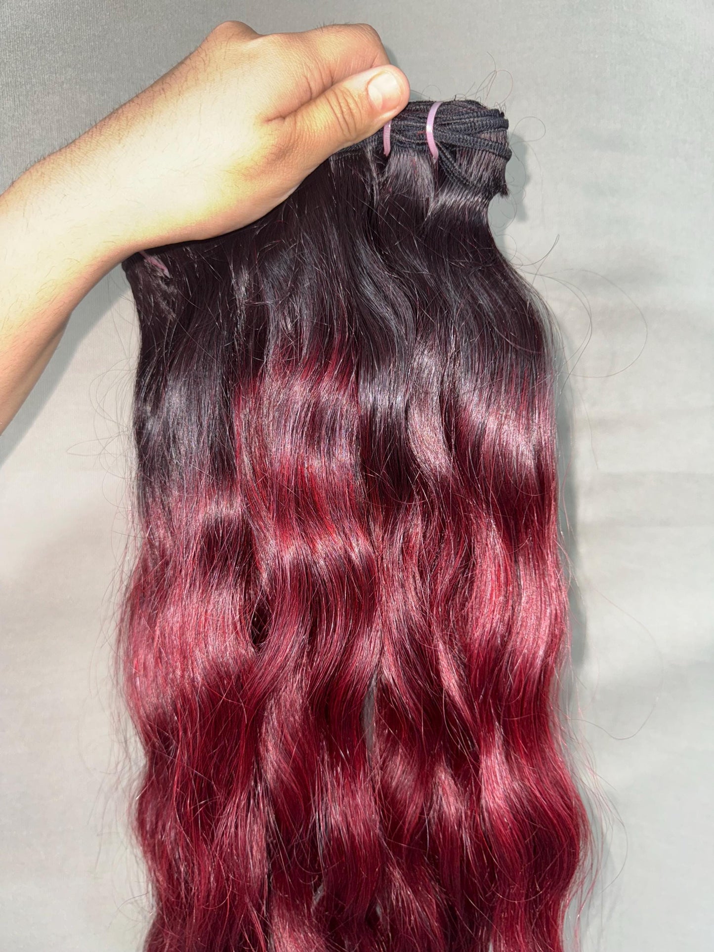 Virgin Burgundy Indian Wavy Hair Bundles