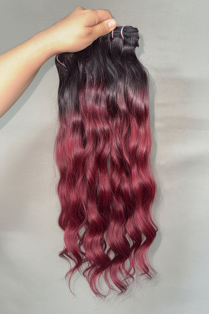 Virgin Burgundy Indian Wavy Hair Bundles