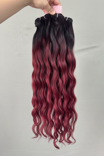 Virgin Burgundy Indian Wavy Hair Bundles