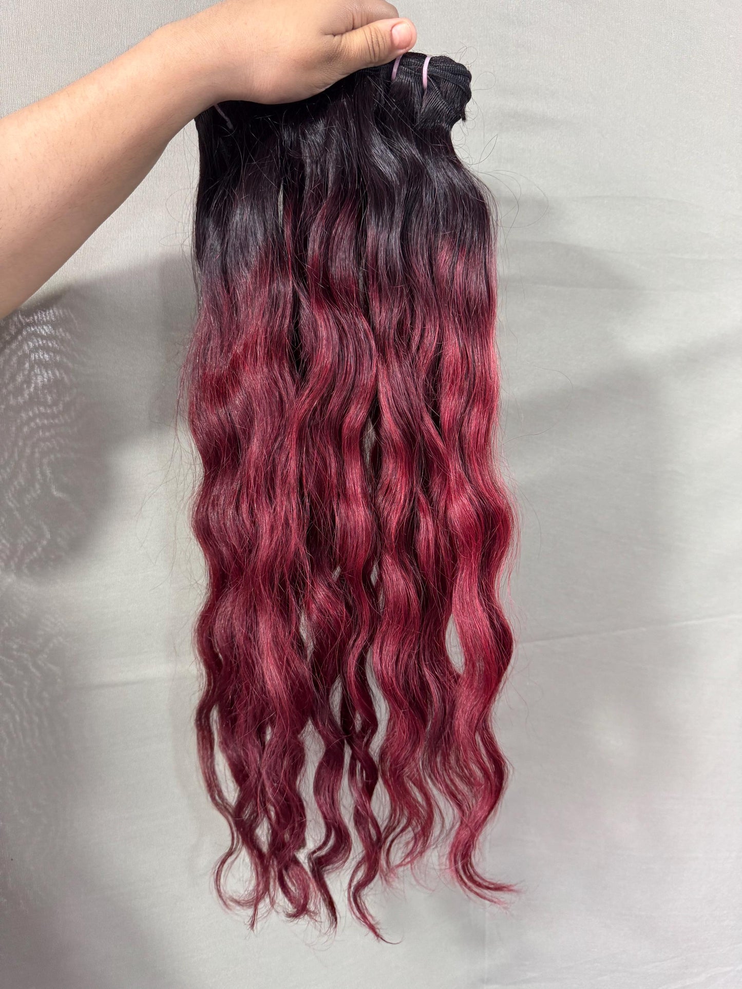 Virgin Burgundy Indian Wavy Hair Bundles