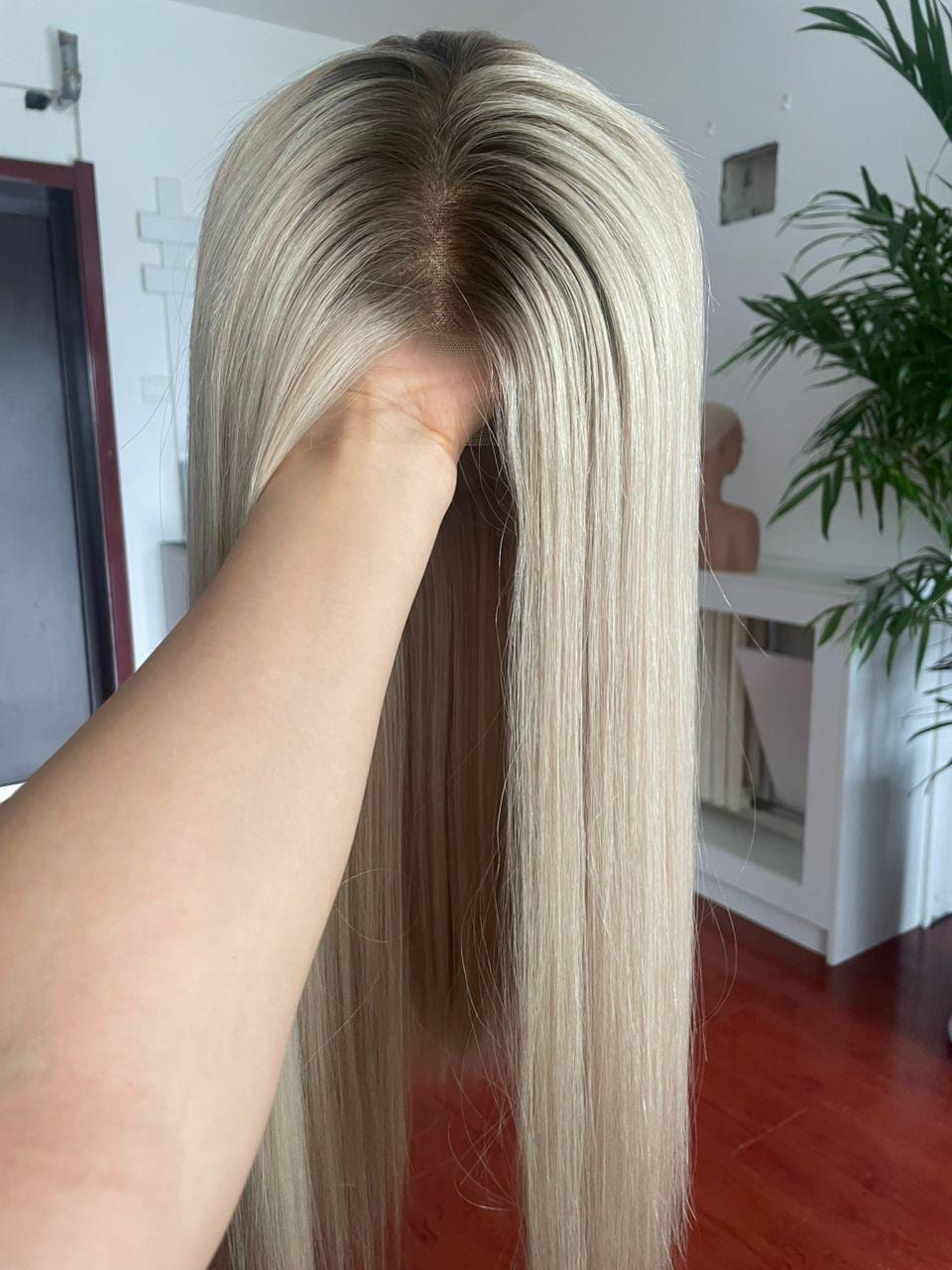 Platinum Blonde Lace Front Wig: 100% Raw Human Hair, Adjustable Cap