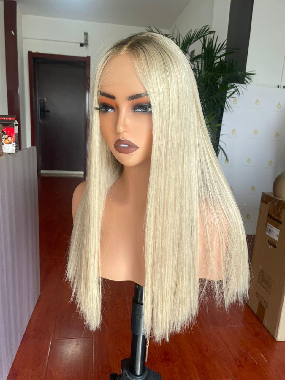 Platinum Blonde Lace Front Wig: 100% Raw Human Hair, Adjustable Cap