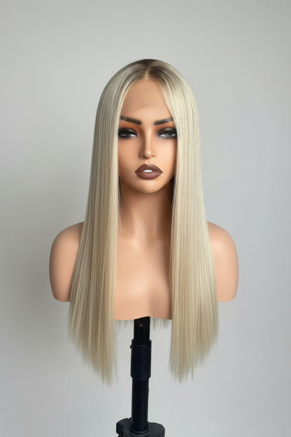 Platinum Blonde Lace Front Wig: 100% Raw Human Hair, Adjustable Cap