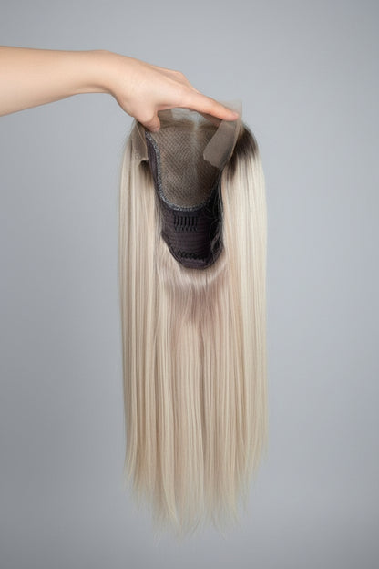 Platinum Blonde Lace Front Wig: 100% Raw Human Hair, Adjustable Cap