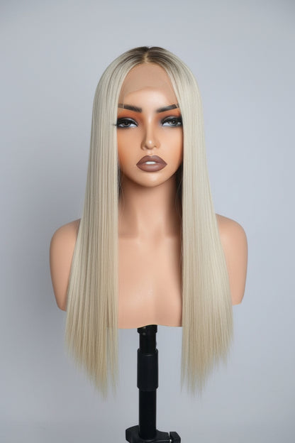 Platinum Blonde Lace Front Wig: 100% Raw Human Hair, Adjustable Cap