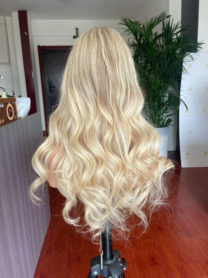 HD Blonde Lace Front Wig: Raw Human Hair, Adjustable Cap