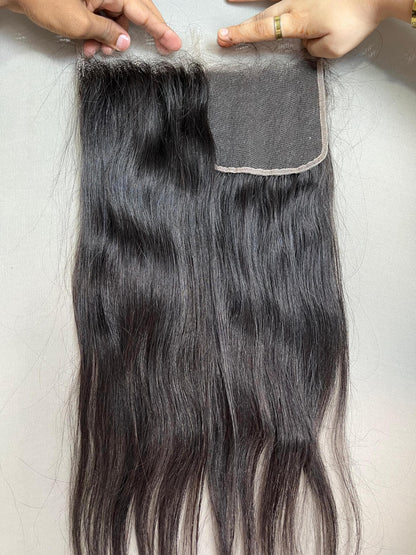 Gaurash Beauty Supply HD lace straight human hair closure with natural hairline and virgin raw hair for seamless blending.