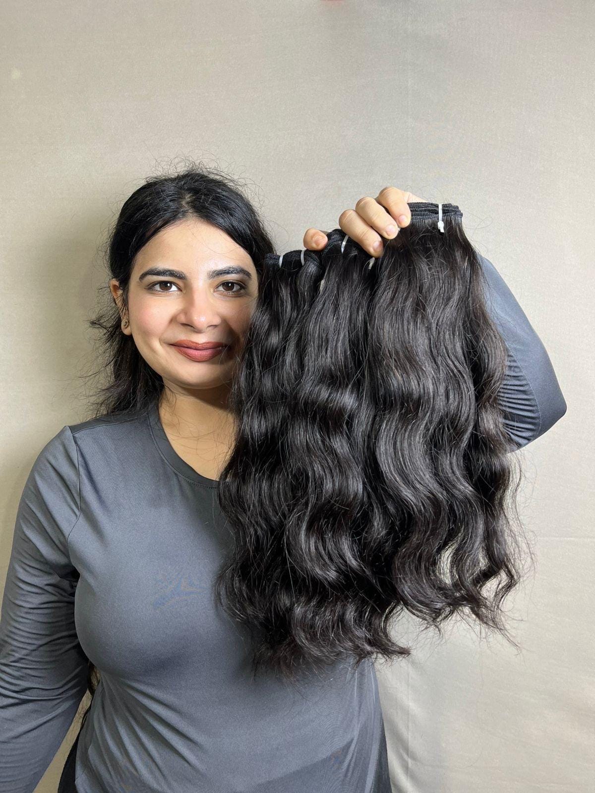Virgin Indian Wavy Human Hair Bundles: Sew-In & Wig Making