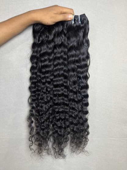 Indian virgin curly human hair bundles for sew-in extensions, natural-looking Gaurash Beauty Supply hair extension bundles