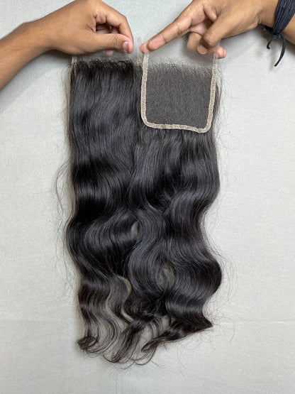 HD Lace Virgin Indian Hair Closure: Natural Wavy Hairpiece