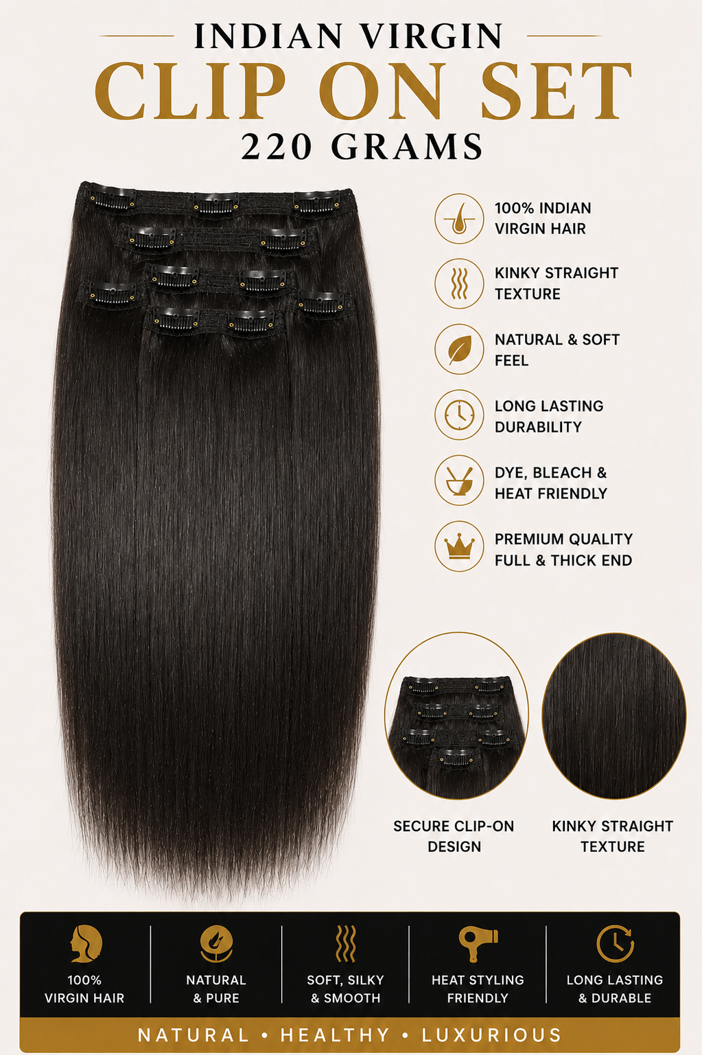full volume human hair clip ins