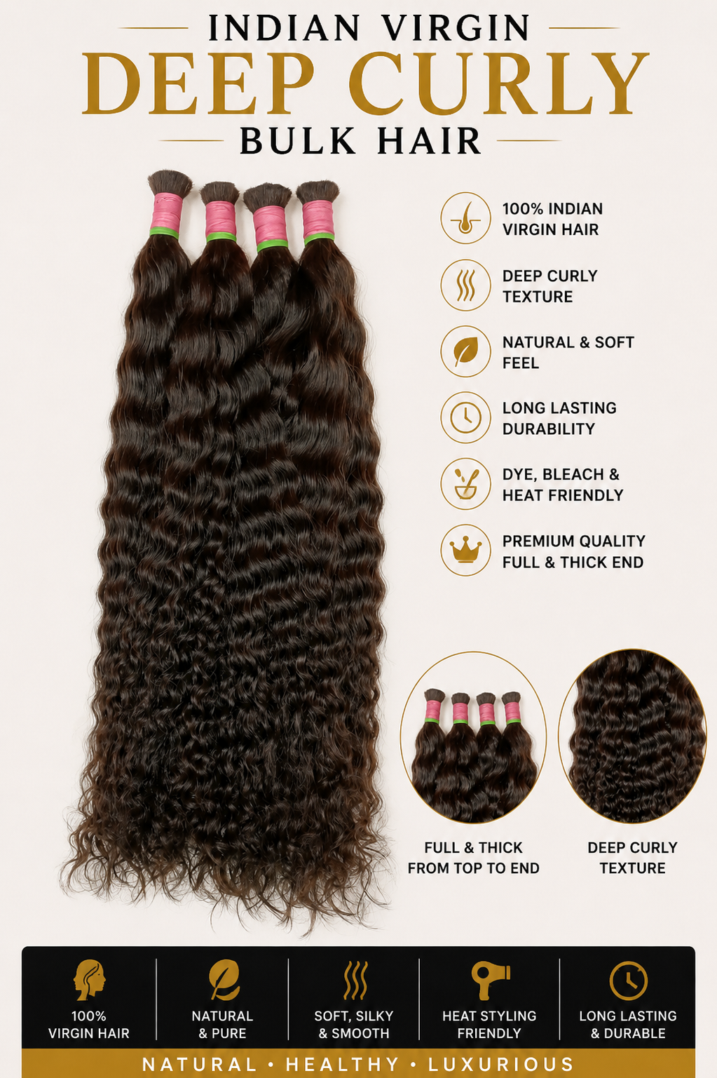 soft deep curly virgin human hair
