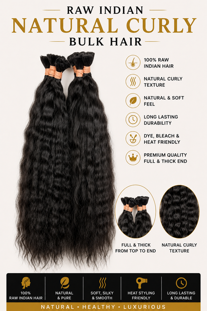 Natural Indian Raw Curly Bulk Hair
