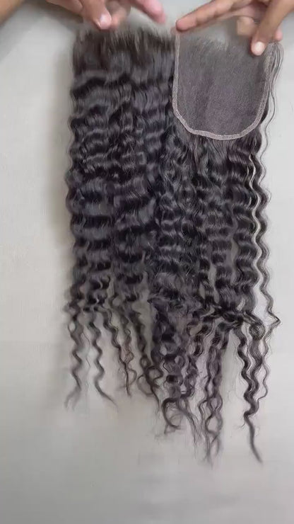 HD Lace Deep Curly Virgin Human Hair Closure: Natural Hairpiece