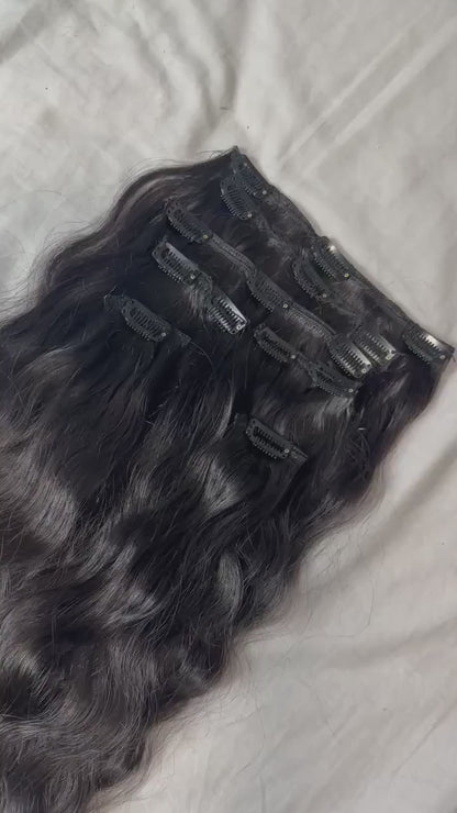Wavy Clip-In Human Hair Extensions | Virgin Indian Hair 120g