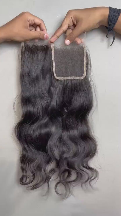 HD Lace Virgin Indian Hair Closure: Natural Wavy Hairpiece