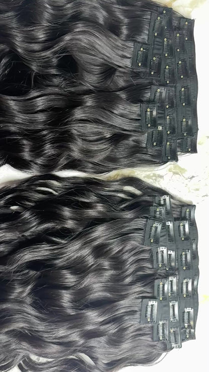 Indian Virgin Wavy Clip On Set