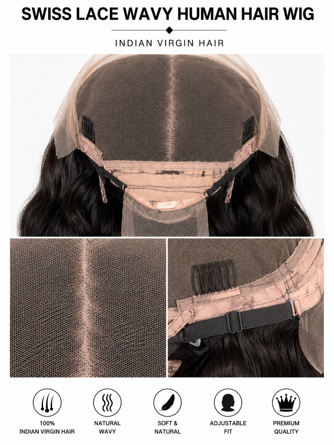 Indian Wavy Swiss Lace Wig