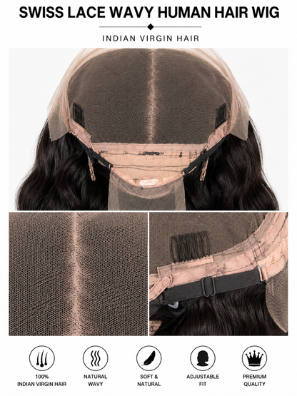 Indian Wavy Swiss Lace Wig